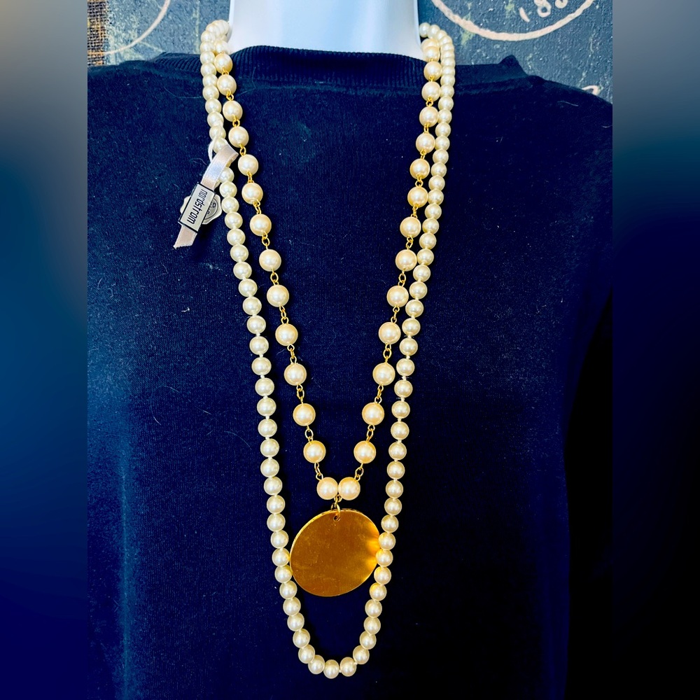 Givenchy 2 Necklaces VINTAGE Pearl Medallion NEW with Tags Nordstrom